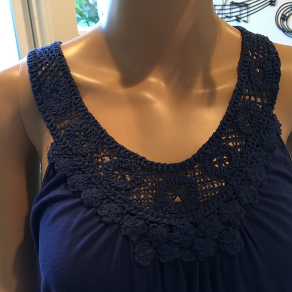 Kenar Royal Blue Knit Detail Tank - Picture 3 of 5